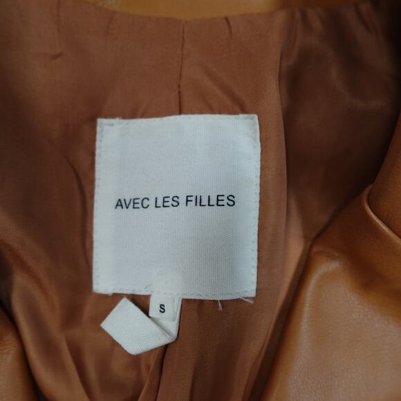 Avec Les Filles Jacket Womens Small Faux Leather Blazer Anthropologie Oversized - Picture 5 of 11